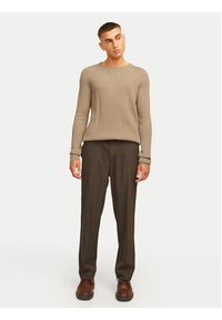 Jack & Jones Sweter Pannel 12258471 Beżowy Regular Fit. Kolor: beżowy. Materiał: bawełna #4