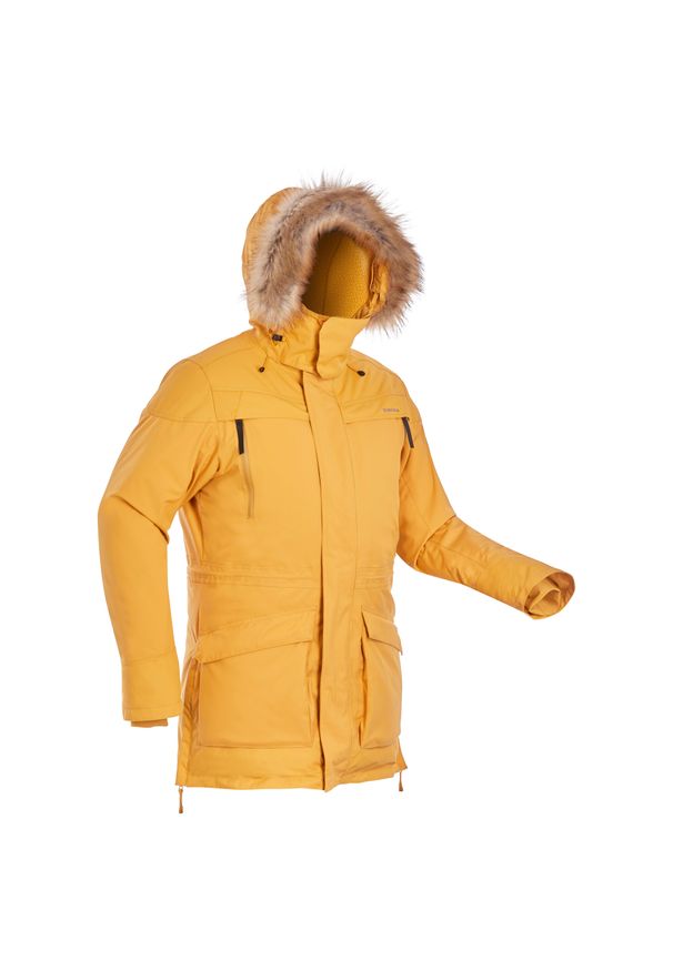 quechua - Parka turystyczna zimowa WTP - SH500 Ultra-WARM -20°C - męska. Typ kołnierza: kołnierzyk stójkowy. Kolor: pomarańczowy. Materiał: futro, syntetyk. Sezon: zima