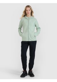 4f - 4F Bluza dresowa rozpinana z kapturem damska - miętowa XS. Okazja: na co dzień. Typ kołnierza: kaptur. Kolor: turkusowy. Materiał: dresówka. Wzór: gładki, napisy, ze splotem. Styl: casual, elegancki, sportowy. Sport: fitness #2