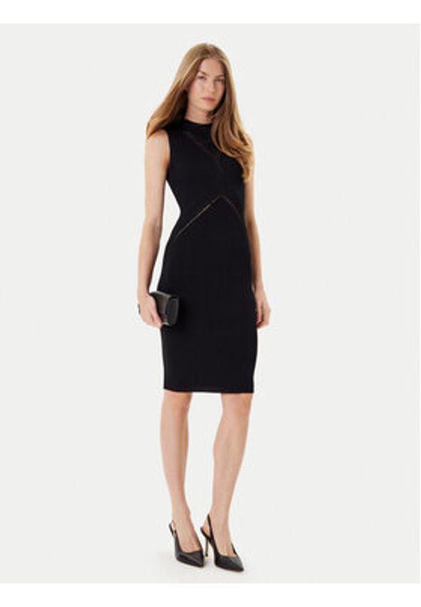 Marciano Guess Sukienka dzianinowa 5YGK18 5876Z Czarny Slim Fit. Kolor: czarny. Materiał: syntetyk