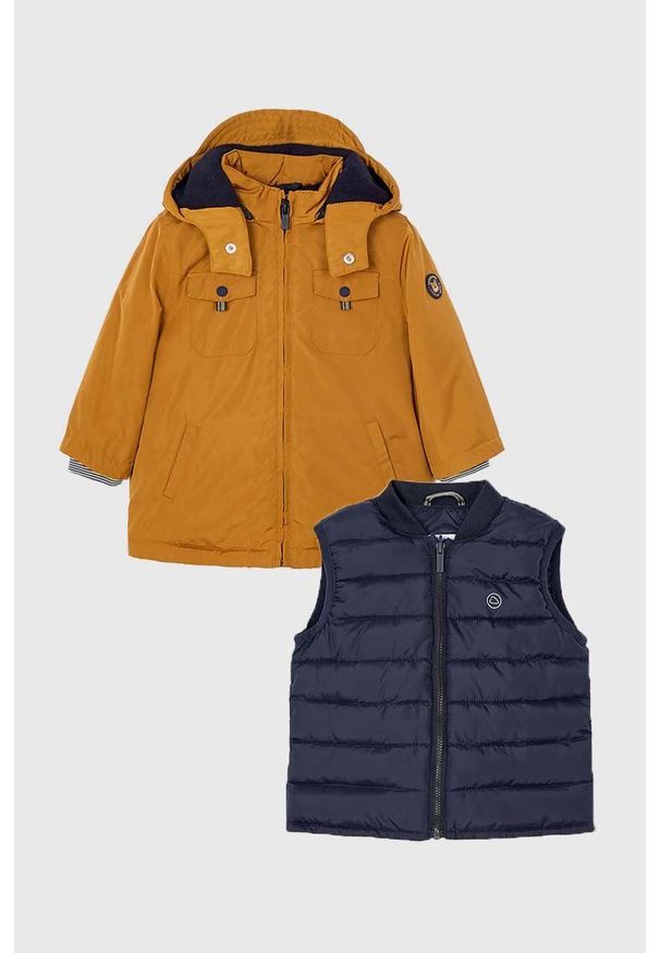 Mayoral kurtka dziecięca + bezrękawnik kolor brązowy. Okazja: na co dzień. Kolor: brązowy. Długość rękawa: bez rękawów. Styl: casual