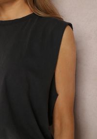 Renee - Czarny Top z Bawełny Alcyllis. Kolor: czarny. Materiał: bawełna. Długość rękawa: bez rękawów. Wzór: jednolity #5