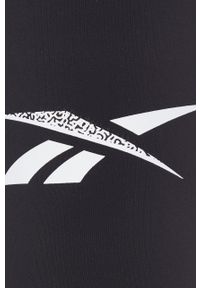 Reebok legginsy treningowe Lux Vector damskie kolor czarny z nadrukiem. Kolor: czarny. Materiał: skóra, materiał. Wzór: nadruk. Sport: fitness #3