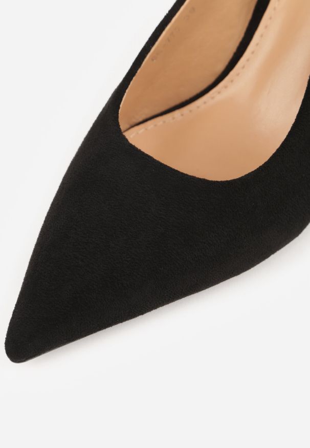 Born2be - Czarne Sandały na Szpilce z Odkrytą Piętą Nevilianae. Okazja: na co dzień. Zapięcie: sprzączka. Kolor: czarny. Materiał: jeans. Obcas: na szpilce. Styl: klasyczny, casual