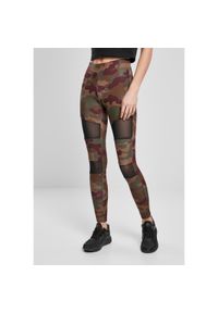 Damskie legginsy Urban Classics camo tech mesh. Kolor: czerwony, wielokolorowy. Materiał: mesh #1