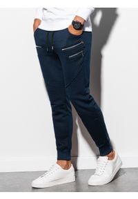 Ombre Clothing - Spodnie męskie dresowe P900 - granatowe - XXL. Kolor: niebieski. Materiał: dresówka #4