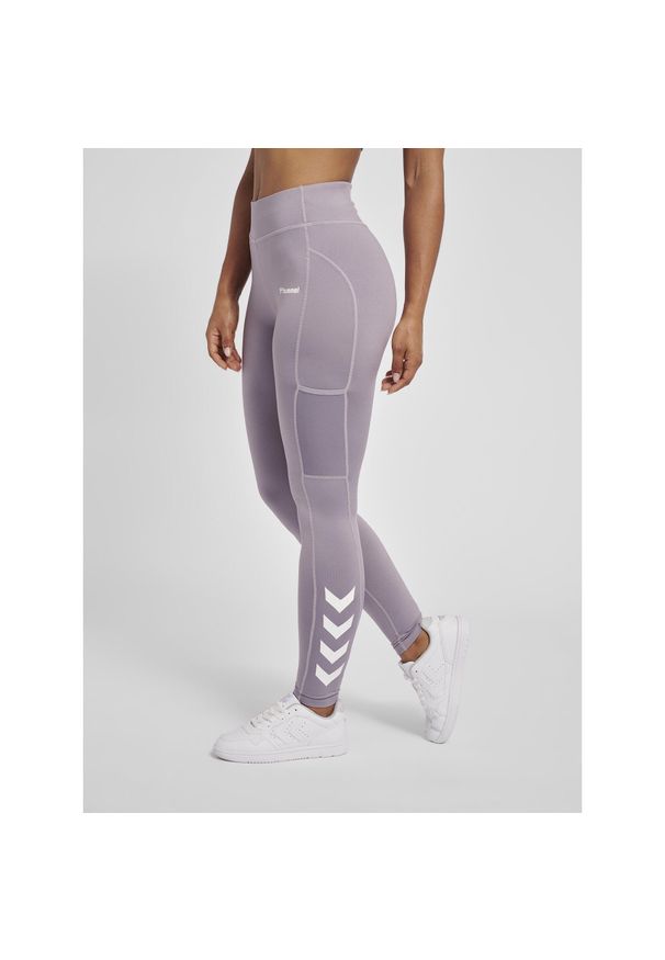 Damskie legginsy mid-rise Hummel MT Chipo. Kolor: szary, fioletowy, wielokolorowy, niebieski