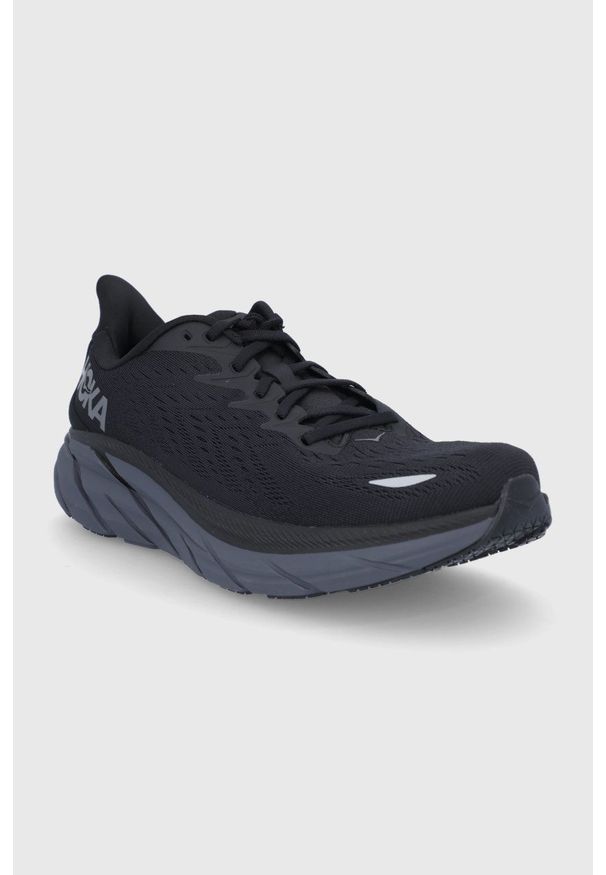 Hoka One One - Buty Clifton 8. Nosek buta: okrągły. Zapięcie: sznurówki. Kolor: czarny. Materiał: materiał. Szerokość cholewki: normalna. Wzór: geometria. Sport: bieganie