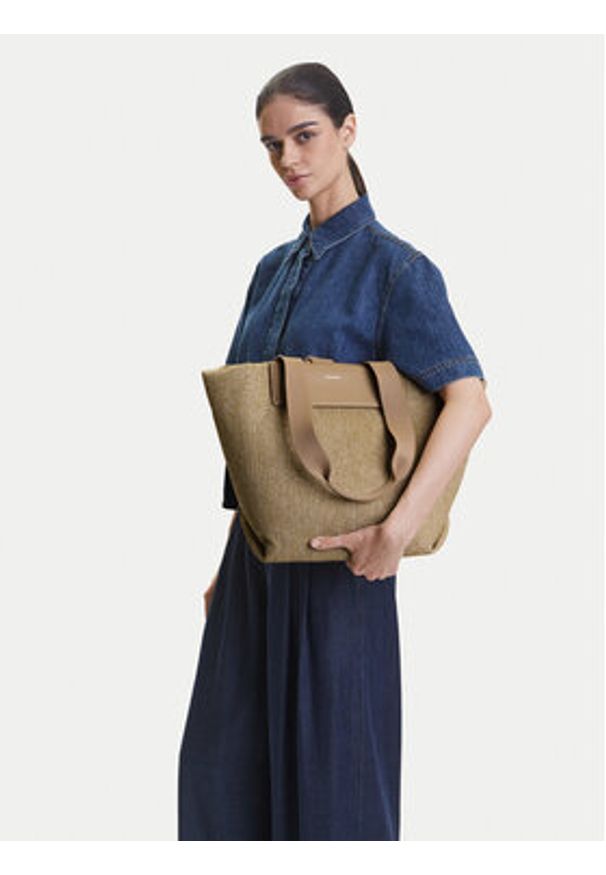 Calvin Klein Torebka Ck Raffia Medium Shopper K60K613174 Brązowy. Kolor: brązowy