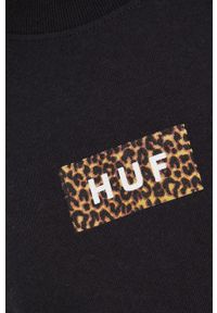 HUF T-shirt bawełniany kolor czarny. Kolor: czarny. Materiał: bawełna. Wzór: nadruk