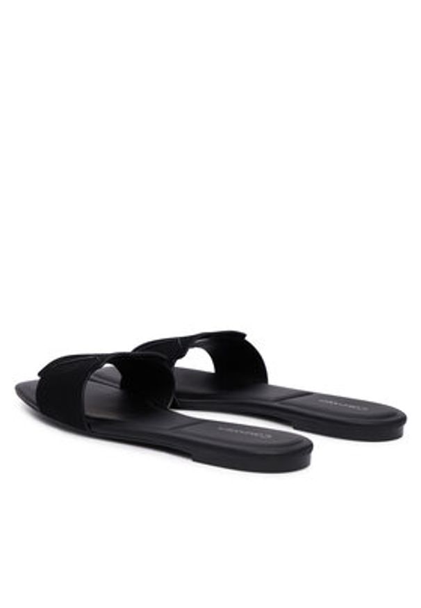 Calvin Klein Klapki Square Flat Sndl Embl Suede HW0HW03055 Czarny. Kolor: czarny. Materiał: skóra, zamsz