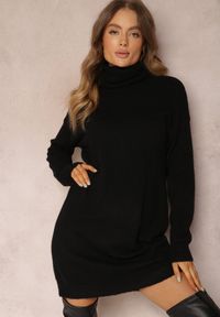 Renee - Czarna Sukienka Milana. Typ kołnierza: golf. Kolor: czarny. Materiał: dzianina. Długość rękawa: długi rękaw