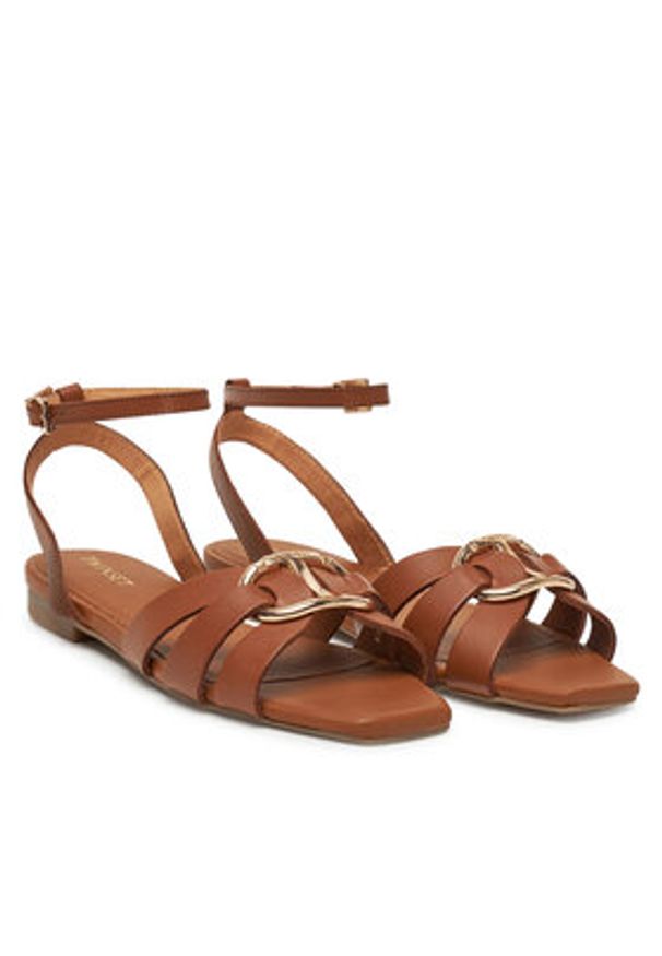TwinSet - TWINSET Sandały Ciabatta 251GCJ04A Brązowy. Kolor: brązowy. Materiał: skóra