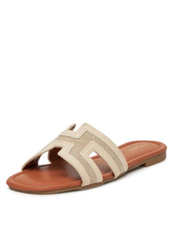 DeeZee Klapki R-28 Beżowy. Kolor: beżowy. Materiał: materiał