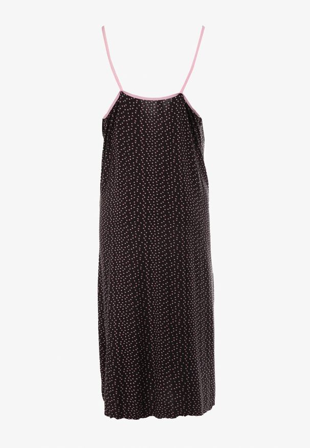 Born2be - Czarna Koszula Nocna Dynala. Kolekcja: plus size. Kolor: czarny. Materiał: dzianina, satyna, koronka, wiskoza. Długość: długie. Wzór: nadruk, aplikacja