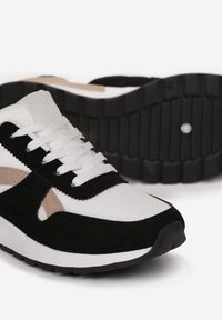 Renee - Biało-Czarne Sneakersy na Grubej Podeszwie Pheona. Wysokość cholewki: przed kostkę. Kolor: biały, czarny. Materiał: materiał. Szerokość cholewki: normalna. Wzór: aplikacja #5