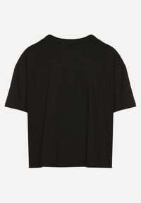 Born2be - Czarny Bawełniany T-shirt Ozdobiony Cyrkoniami Fadelis. Okazja: na co dzień, na spotkanie biznesowe. Kolor: czarny. Materiał: bawełna. Wzór: aplikacja. Styl: elegancki, biznesowy, casual #5