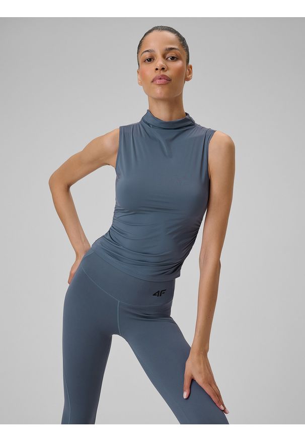 4f - 4F Top do jogi slim szybkoschnący damski - fioletowy S. Kolor: fioletowy. Materiał: włókno. Sport: joga i pilates