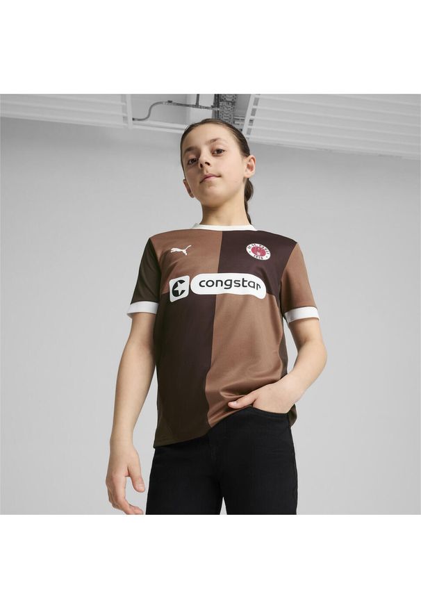 Puma - Młodzieżowa koszulka domowa FC St. Pauli 24/25 PUMA Espresso Brown White. Kolor: brązowy, biały, wielokolorowy. Sport: piłka nożna