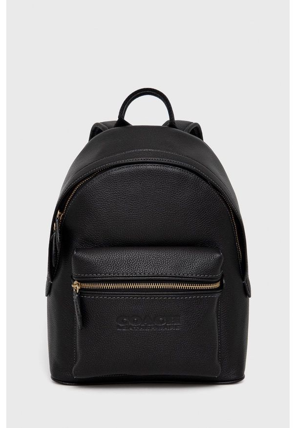 Coach plecak skórzany C8472 Charter Backpack 24 damski kolor czarny mały gładki. Kolor: czarny. Materiał: skóra. Wzór: gładki