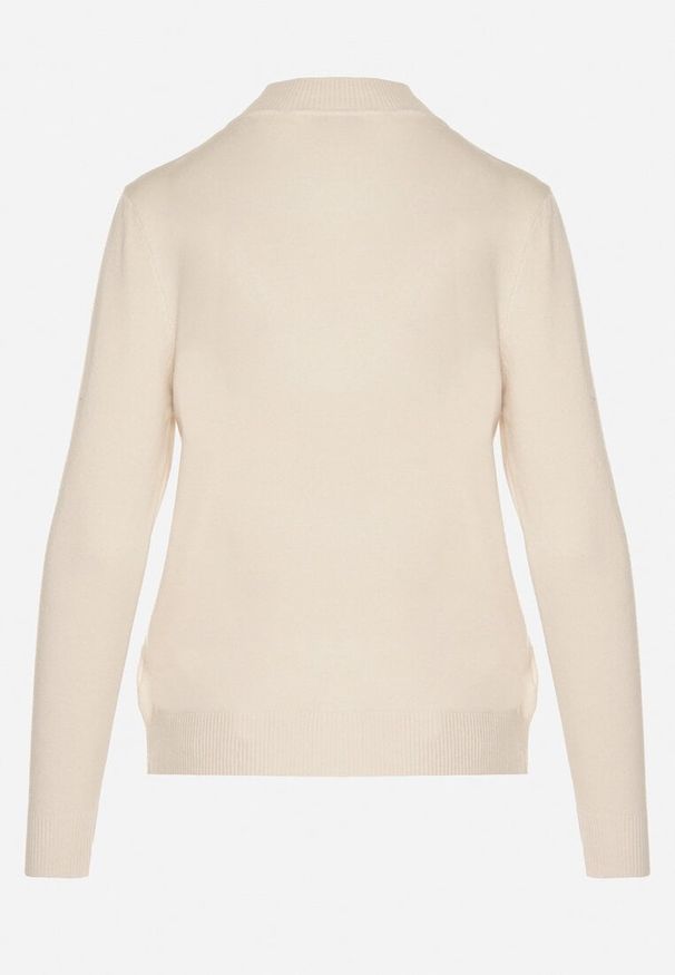 Born2be - Ciemnobeżowy Gładki Sweter z Półgolfem w Stylu Casual Unallia. Okazja: na co dzień. Kolor: beżowy. Materiał: jeans. Długość rękawa: długi rękaw. Długość: długie. Wzór: gładki. Styl: casual
