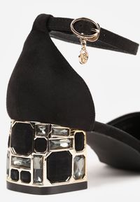 Renee - Czarne Czółenka Vices na Geometrycznym Słupku ze Skórzaną Wkładką Polori. Okazja: na co dzień. Zapięcie: sprzączka. Kolor: czarny. Materiał: skóra. Wzór: geometria. Sezon: lato. Obcas: na słupku. Styl: casual, elegancki #8