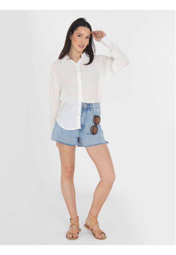 Brave Soul Koszula LSH-573KENDALL Biały Straight Fit. Kolor: biały. Materiał: wiskoza