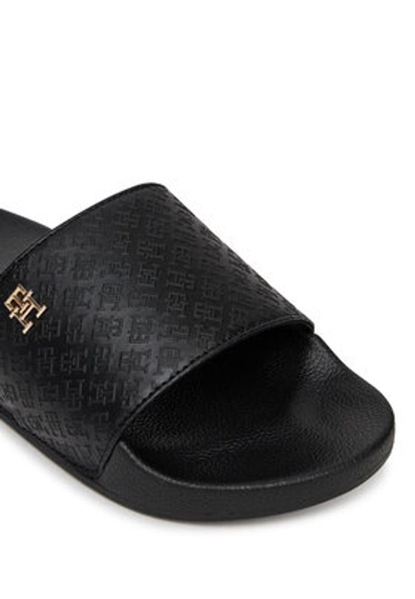 TOMMY HILFIGER - Tommy Hilfiger Klapki Th Monogram Poolside FW0FW08525 Czarny. Kolor: czarny. Materiał: skóra