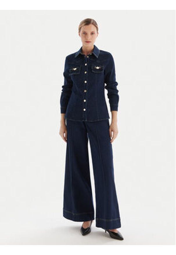 Fracomina Koszula jeansowa FS25WT6004W78201 Granatowy Regular Fit. Kolor: niebieski. Materiał: bawełna