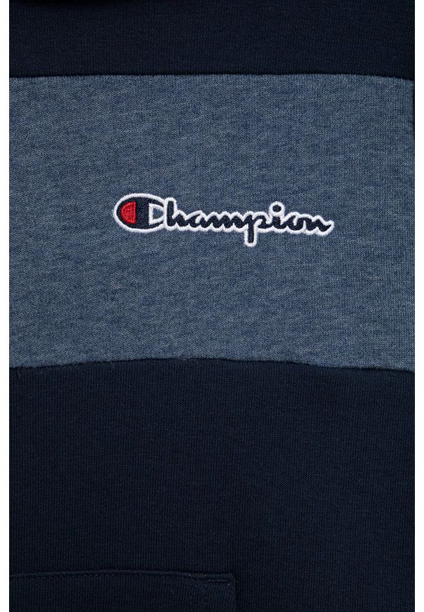 Champion bluza dziecięca 305956 kolor granatowy z kapturem gładka. Okazja: na co dzień. Typ kołnierza: kaptur. Kolor: niebieski. Materiał: dzianina. Wzór: gładki. Styl: casual