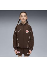 Puma - Młodzieżowa kurtka FC St. Pauli KING Anthem PUMA Espresso Brown White. Kolor: brązowy, biały, wielokolorowy. Sport: bieganie