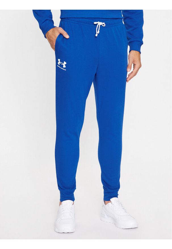 Under Armour Spodnie dresowe Ua Rival Terry Jogger 1380843 Niebieski Fitted Fit. Kolor: niebieski. Materiał: bawełna, dresówka