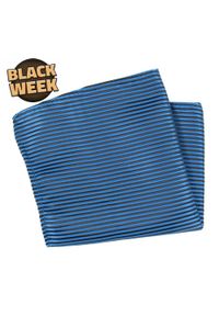 His Story - Poszetka, Niebiesko-Czarna w Paski, Prążki, Męska, Elegancka -HIS STORY. Kolor: niebieski. Materiał: mikrofibra. Wzór: prążki, paski #1