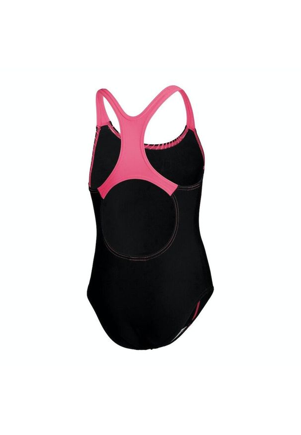 Dziewczęcy jednoczęściowy kostium kąpielowy Speedo Eco Medley Logo Medalist. Kolor: wielokolorowy, czarny, różowy