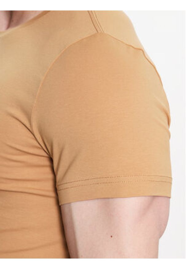 TOMMY HILFIGER - Tommy Hilfiger T-Shirt MW0MW10800 Beżowy Slim Fit. Kolor: beżowy. Materiał: bawełna