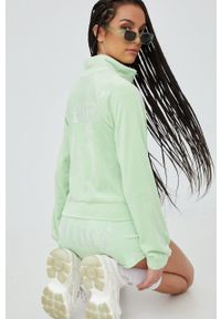 Juicy Couture bluza damska kolor zielony z aplikacją. Kolor: zielony. Długość rękawa: raglanowy rękaw. Wzór: aplikacja
