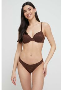 Calvin Klein Underwear biustonosz kolor brązowy. Kolor: brązowy. Materiał: poliamid. Rodzaj stanika: biustonosz z fiszbinami #3