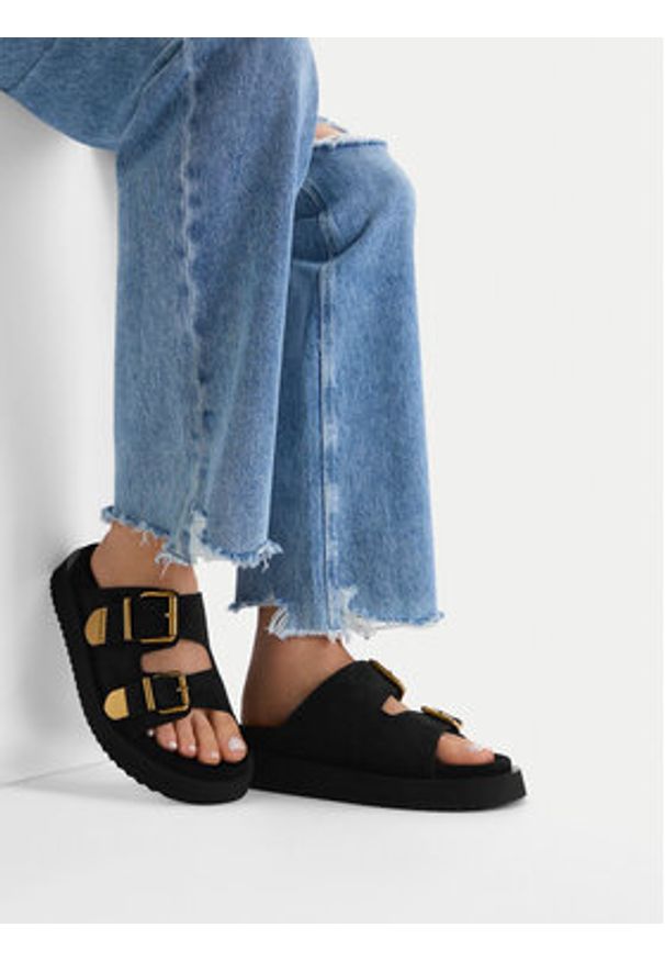 Badura Klapki CYCLAMEN-80033-25 Czarny. Kolor: czarny. Materiał: skóra, zamsz