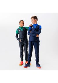 KIPSTA - Bluza piłkarska dla dzieci Kipsta Viralto Club na krótki suwak. Kolor: zielony. Materiał: poliester, materiał, elastan. Długość: krótkie. Sport: piłka nożna #2