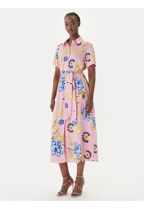 LOLA CASADEMUNT Sukienka koszulowa LS2616088 Różowy Regular Fit. Kolor: różowy. Materiał: syntetyk. Typ sukienki: koszulowe