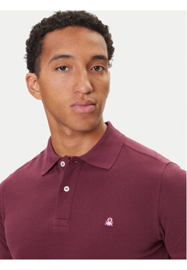 United Colors of Benetton - United Colors Of Benetton Polo 3089J3179 Fioletowy Regular Fit. Typ kołnierza: polo. Kolor: fioletowy. Materiał: bawełna