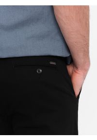 Ombre Clothing - Spodnie męskie chino SLIM FIT - czarne V4 OM-PACP-0186 - XXL. Kolor: czarny. Materiał: bawełna