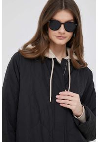 TOMMY HILFIGER - Tommy Hilfiger kurtka damska kolor czarny przejściowa. Okazja: na co dzień. Kolor: czarny. Materiał: tkanina, materiał. Wzór: gładki. Styl: casual #2