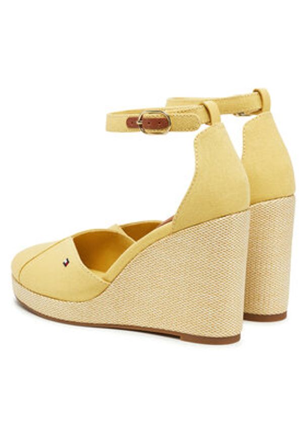 TOMMY HILFIGER - Tommy Hilfiger Półbuty Flag High Wedge Espad Closed Toe FW0FW08494 Żółty. Kolor: żółty. Materiał: materiał