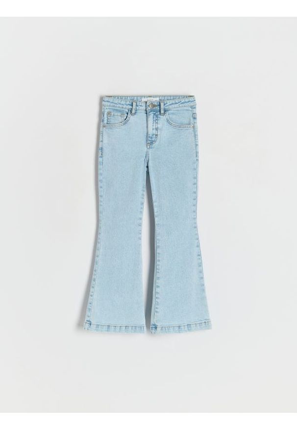 Reserved - Jeansy flare high waist - niebieski. Stan: podwyższony. Kolor: niebieski. Wzór: gładki