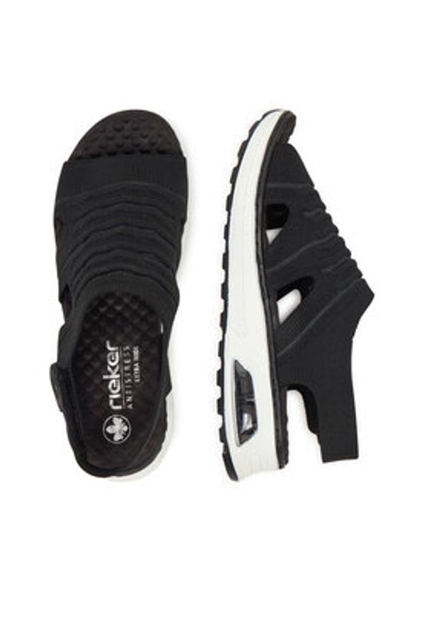 Rieker Sandały 65662-00 Czarny. Kolor: czarny. Materiał: materiał