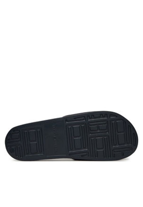 TOMMY HILFIGER - Tommy Hilfiger Klapki Hilfiger Print Tumble Pool Slide FM0FM05505 Granatowy. Kolor: niebieski. Materiał: skóra. Wzór: nadruk