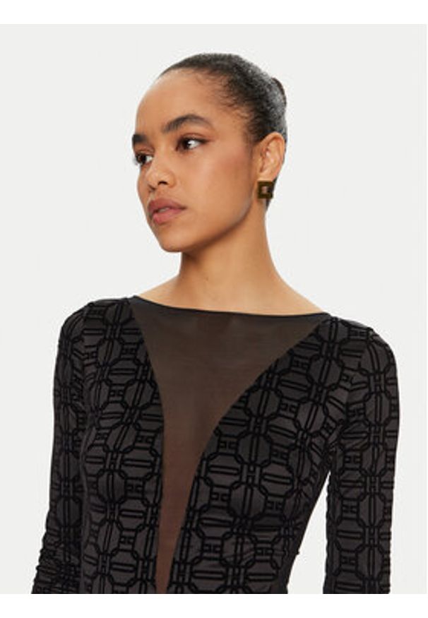 Elisabetta Franchi Sukienka wieczorowa AB-737-47E2 Czarny Slim Fit. Kolor: czarny. Materiał: syntetyk. Styl: wizytowy