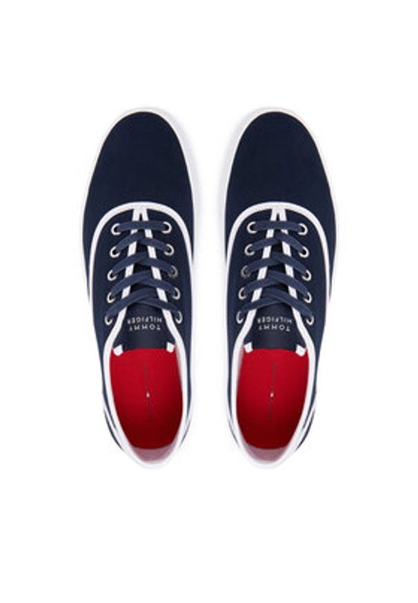 TOMMY HILFIGER - Tommy Hilfiger Tenisówki Th Vulc Cup Long Lace Canvas FM0FM05874 Granatowy. Kolor: niebieski. Materiał: materiał