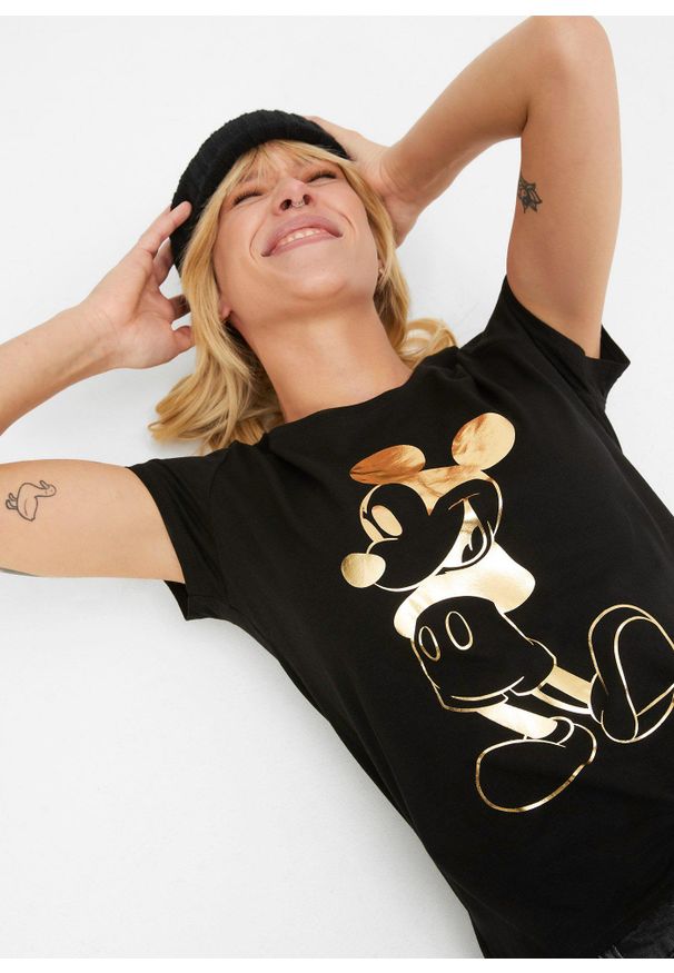 bonprix - Bluza z nadrukiem Myszki Miki. Kolor: czarny. Wzór: nadruk